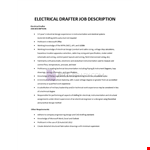 Electrical Drafter Job Description example document template