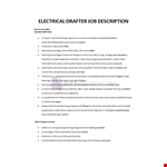 Electrical Drafter Job Description example document template 