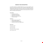 Breakfast Cook Job Description example document template