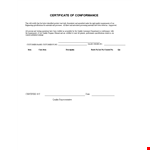 Certificate of Conformance | Ensure Quality with Materials & Specifications example document template