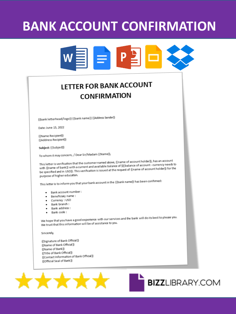 bank account opening confirmation sample