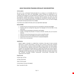 Training Specialist Job Description example document template