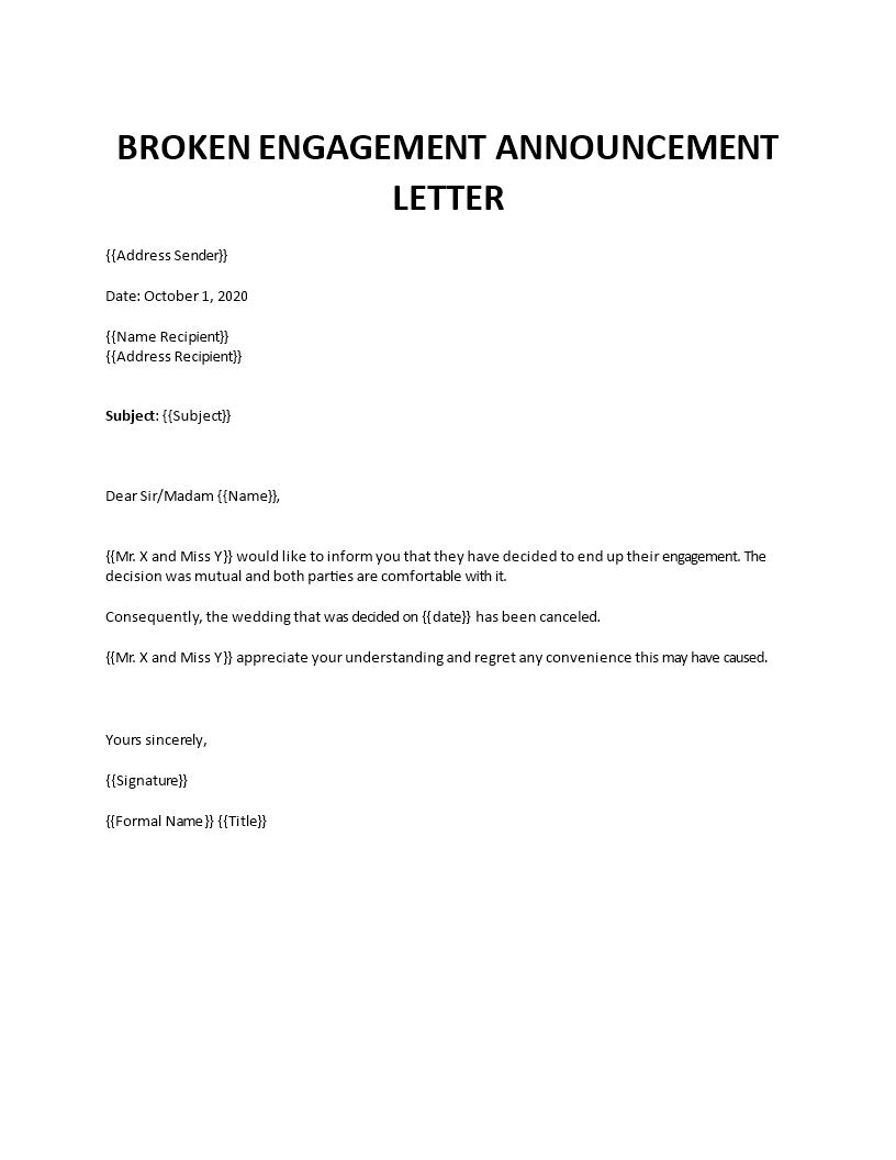 wedding cancellation announcement letter 