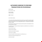 Authorization Letter Bank example document template