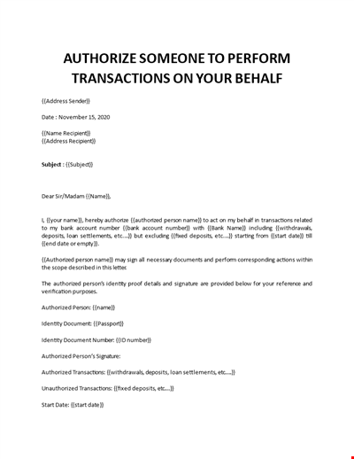 Authorization Letter Bank