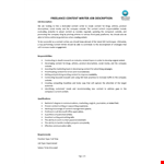 Freelance Content Writer Job Description example document template