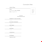 Professional Curriculum Vitae Template - Impress Employers example document template