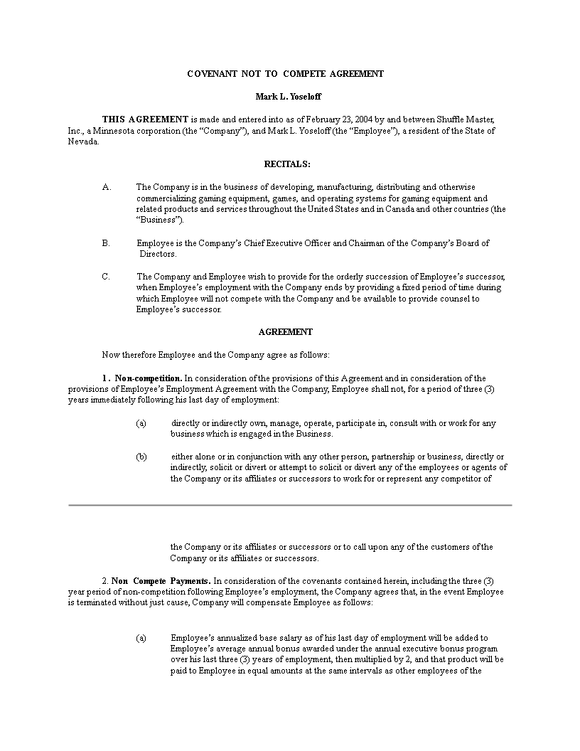 Non Compete Agreement Template Protecting Company And Employee In non-compete-agreement-template-protecting-company-and-employee-in