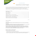 Return To Work Letter Template for Employees - Physician Approved | Hanover example document template