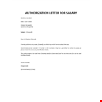 Authorization Letter For Salary example document template