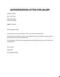 Authorization Letter For Salary