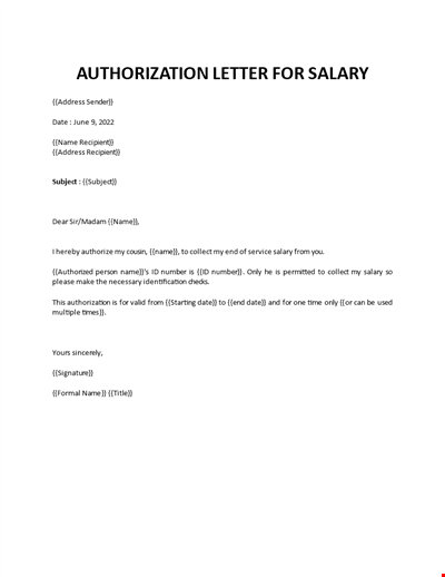 Authorization Letter For Salary