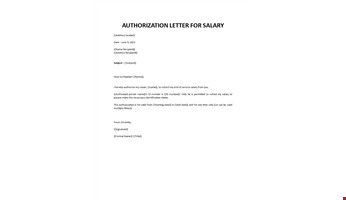 Authorization Letter For Salary