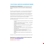 Service Leadership Award Template example document template 
