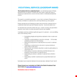 Service Leadership Award Template example document template
