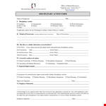 Disciplinary Action Form | Actions Taken for HR Disciplinary Occurrences example document template