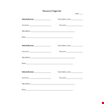 Password List Template - Organize Business Email, Address, Website, and Passwords example document template