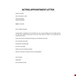 Appointment Letter Acting Role example document template