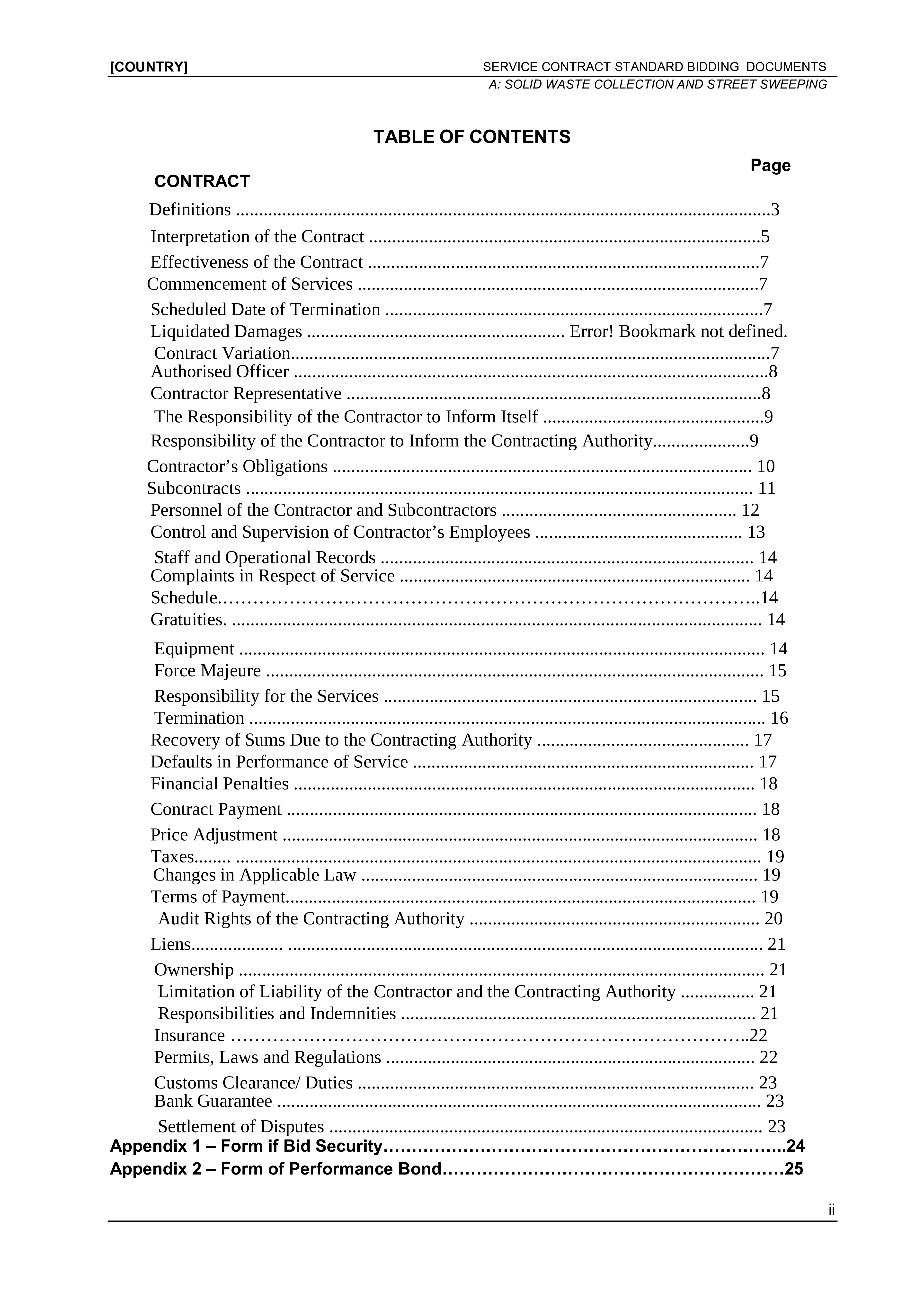 sample bidding document for service contract sample