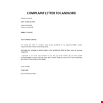 Sample complaint letter to landlord about neighbor example document template