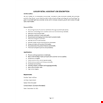 Luxury Retail Assistant Job Description example document template