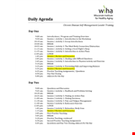 Download Daily Agenda Format in PDF | Efficiently Plan Your Activity, Session, and Break example document template