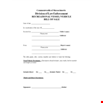 Printable Bill of Sale for Vessel, Vehicle Description, Seller, Vessel example document template