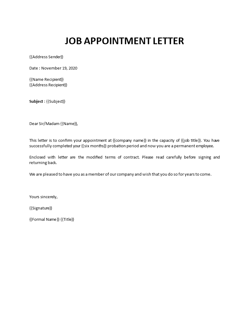 job appointment letter Main Image job appointment letter