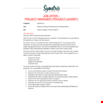 Project Manager example document template