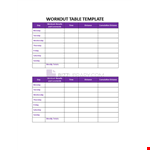Workout Table Template example document template