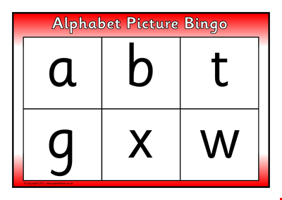 Free Printable Alphabet Bingo Card