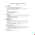 Entry Level IT Resume for Technology and Computer Professionals example document template