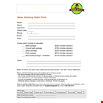 Sample Delivery Order Form Download example document template