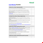 Local Moving Checklist Template example document template