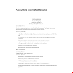 Internship Accounting Resume Sample example document template