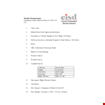 Monthly Department Meeting Agenda Template example document template