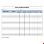 Employee Shift Schedule Template | Weekly Department Dupont Schedule example document template