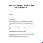 Cover letter for data entry example document template
