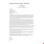 Professional Letter Of Recommendation For Employment example document template