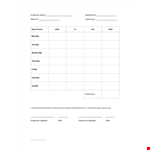 Printable time sheets example document template