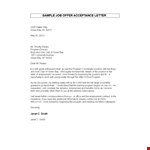Sample Acceptance Of Employment Offer Letter example document template