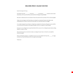 Welcome Speech for College Function example document template