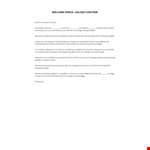 Welcome Speech for College Function example document template 