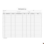 Daily Equipment Log Template example document template