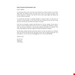 Nurse Promotion Recommendation Letter example document template