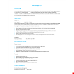 Sample Hr Manager Resume Template example document template