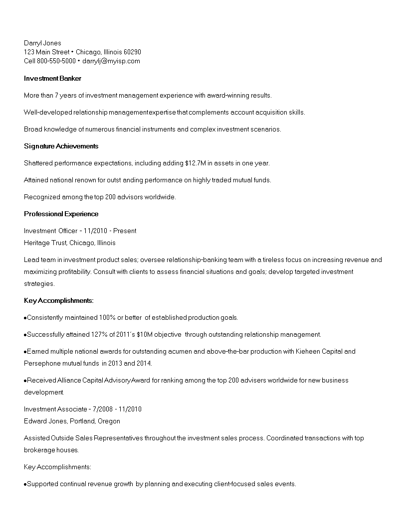 Investment Banking Resume Example investment-banking-resume-example