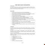 Cyber Threat Analyst Job Description example document template