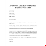 Automotive Assembler cover letter  example document template