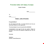 Congratulations on Your Promotion - Salary Increase Included | Sample Letter example document template